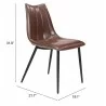 Zuo Modern Norwich Dining Chair in Brown - With Dimension - Zuo Modern Norwich Dining Chair in Brown - With Dimension