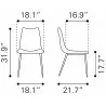 Zuo Modern Norwich Dining Chair in Brown - Dimension Sheet - Zuo Modern Norwich Dining Chair in Brown - Dimension Sheet