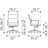 Zuo Modern Ithaca Office Chair Vintage Brown - With Dimensions