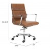 Zuo Modern Ithaca Office Chair Vintage Brown - With Dimensions 