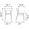 Russell Dining Chair Walnut and Light Gray - Dimension Sheet