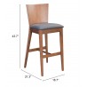 Zuo Modern Ambrose Barstool Walnut and Dark Gray - With Dimensions
