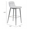 Zuo Modern Tangiers Barstool in White - With Dimensions