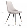 Zuo Modern Piccolo Dining Chair in Gray - With Dimensions