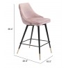 Zuo Modern Piccolo Counter Stool in Pink - With Dimensions