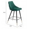Zuo Modern Piccolo Counter Stool in Green - With Dimension