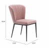Zuo Modern Tolivere Dining Chair in Pink - With Dimensions