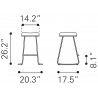 Zuo Modern Bree Counter Stool Burgundy and Gold - Dimension Sheet