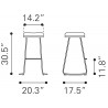 Zuo Modern Bree Barstool in Burgundy and Gold - Dimension Sheet