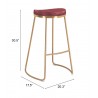 Zuo Modern Bree Barstool in Burgundy and Gold - With Dimensions