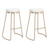 Zuo Modern Bree Barstool in White and Gold - Set of 2