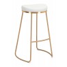 Zuo Modern Bree Barstool in White and Gold - Angled View