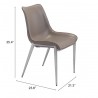 Zuo Modern Magnus Dining Chair in Brown and Silver - With Dimensions