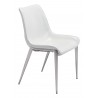 Zuo Modern Magnus Dining Chair in White and Silver - Angled