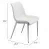 Zuo Modern Magnus Dining Chair in White and Silver - With Dimensions - Zuo Modern Magnus Dining Chair in White and Silver - With Dimensions