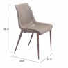Zuo Modern Magnus Dining Chair in Brown and Walnut - With DImensions