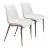 Zuo Modern Magnus Dining Chair in White and Walnut - Set of 2