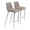 Zuo Modern Magnus Barstool in Brown and Silver - Set of 2