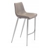 Zuo Modern Magnus Barstool in Brown and Silver - Angled