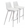 Zuo Modern Magnus Barstool in White and Silver - Set of 2