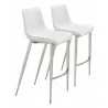 Zuo Modern Magnus Barstool in White and Silver - Set of 2 - Zuo Modern Magnus Barstool in White and Silver - Set of 2