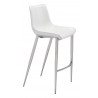 Zuo Modern Magnus Barstool in White and Silver - Angled View
