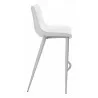 Zuo Modern Magnus Barstool in White and Silver - Side - Zuo Modern Magnus Barstool in White and Silver - Side