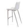 Zuo Modern Magnus Barstool in White and Silver - Side Angled