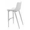 Zuo Modern Magnus Barstool in White and Silver - Side Angled - Zuo Modern Magnus Barstool in White and Silver - Side Angled
