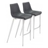Zuo Modern Magnus Barstool in Black and Silver - Set of 2