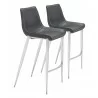 Zuo Modern Magnus Barstool in Black and Silver - Set of 2 - Zuo Modern Magnus Barstool in Black and Silver - Set of 2