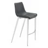 Zuo Modern Magnus Barstool in Black and Silver - Angled - Zuo Modern Magnus Barstool in Black and Silver - Angled
