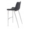Zuo Modern Magnus Barstool in Black and Silver - Side Back