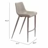 Zuo Modern Magnus Barstool in Brown and Walnut - With Dimenions - Zuo Modern Magnus Barstool in Brown and Walnut - With Dimenions
