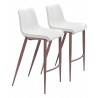Zuo Modern Magnus Barstool in White and Walnut - Set of 2