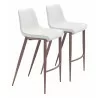 Zuo Modern Magnus Barstool in White and Walnut - Set of 2 - Zuo Modern Magnus Barstool in White and Walnut - Set of 2