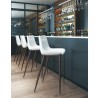 Zuo Modern Magnus Barstool in White and Walnut - Lifestyle 