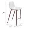 Zuo Modern Magnus Barstool in White and Walnut - With Dimensions