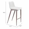 Zuo Modern Magnus Barstool in White and Walnut - With Dimensions - Zuo Modern Magnus Barstool in White and Walnut - With Dimensions