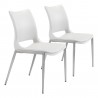 Zuo Modern Ace Dining Chair in White and Silver - Set of 2