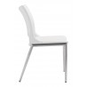 Zuo Modern Ace Dining Chair in White and Silver - Side