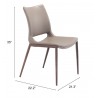 Zuo Modern Ace Dining Chair in Brown and Walnut - With Dimensions