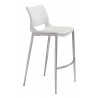 Zuo Modern Ace Barstool in White and Silver - Angled