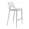 Zuo Modern Ace Barstool in White and Silver - Angled - Zuo Modern Ace Barstool in White and Silver - Angled