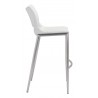 Zuo Modern Ace Barstool in White and Silver - Side