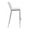 Zuo Modern Ace Barstool in White and Silver - Side - Zuo Modern Ace Barstool in White and Silver - Side