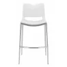 Zuo Modern Ace Barstool in White and Silver - Front - Zuo Modern Ace Barstool in White and Silver - Front