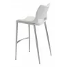 Zuo Modern Ace Barstool in White and Silver - Back Angled - Zuo Modern Ace Barstool in White and Silver - Back Angled