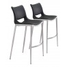 Zuo Modern Ace Barstool in Black and Silver - Set of 2