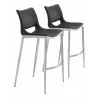 Zuo Modern Ace Barstool in Black and Silver - Set of 2 - Zuo Modern Ace Barstool in Black and Silver - Set of 2